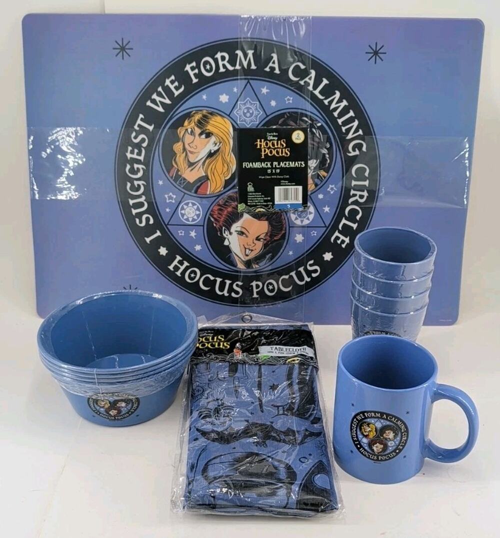 Disney Hocus Pocus Calming Circle Mug Bowls Placemats Sanderson Sisters Lot